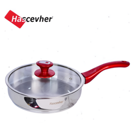 Poêle avec couvercle - HASCEVHER - 14 cm - rouge