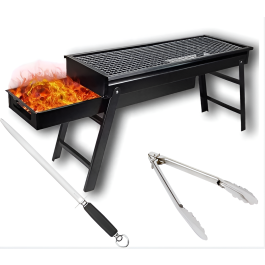 Barbecue Portable Pliable de 60cm + Aiguiseur Couteau - 30cm + Pince Barbecue En Acier Petit Taille