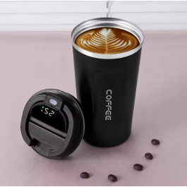 Thermos Tasse à café en acier inoxydable - affichage de la température - Noir
