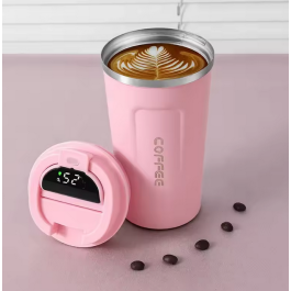 Thermos Tasse à café en acier inoxydable - affichage de la température - Noir