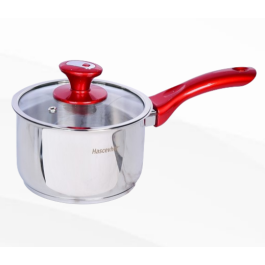 casserole inox  avec couvercle rouge- 14 cm -hascevher 