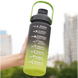 Thermos Bouteille d'Eau avec Marqueur de Temps et Filtre - Vert Noir - 900ml