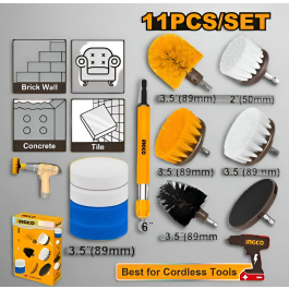 Jeu de Brosse Tampon Nettoyage - 11 Pièces - ingco