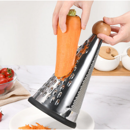 Râpe légumes Forme Cylindrique En Acier Inoxydable avec Manche en Bois