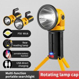 Super Lampe Torche – Rechargeable USB – Projecteur Portable Avec Support Batterie Intégrée
