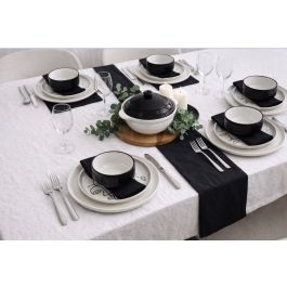 Service de table en céramique blanche décoré d’un motif visage en ligne noire (20 pcs)
