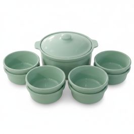 Service à soupe - céramique - Vert d'eau - 8 pièces
