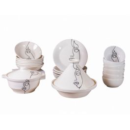 Service à table motif visage - céramique - 22 pièces