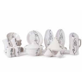 Service à Table Motif Visage – Céramique – 35 pièces