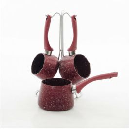 Set 3 Pots à Café Turc Zazwa OMS - Bordeaux - Granite