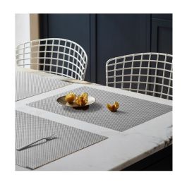 Lot de 6 Sets de Table GRIS ARGENT , en PVC Tissé Lavables