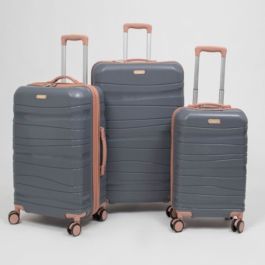 Set de trois valises avec roues démontables -Titou - Gris saumon