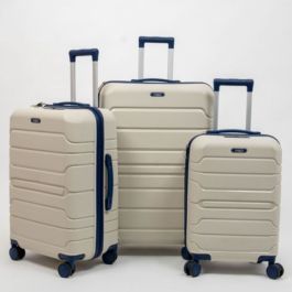 Set de trois valises  Matte TSA Titou - FixeTSA - polypropylène - Beige/bleu marine 