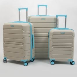 Set de trois valises  Matte TSA - Titou -biege acc Bleu ciel