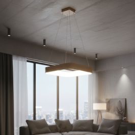 Suspension LED Carrée - Bois - 53×53×12 cm