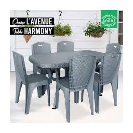 Lot SOTUFAB - table Harmony + 6 chaises L’Avenue gris