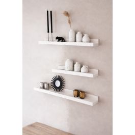 Trio d’étagères mini L Blanc 2x(80x10x4) + (50x10x4)