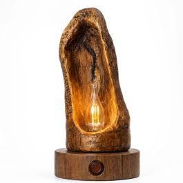 Veilleuse rustique Birsa - Bois sculpté - LED filament