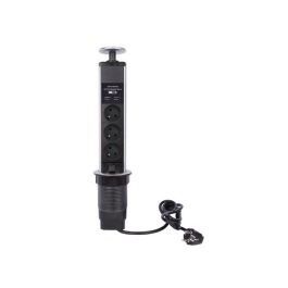 Bloc escamotable à 3 prises - 2 x USB 43cm x 8cm - Terre française EBP03LUSB - VELLEMAN