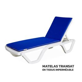 Matelas de transat bleu 180x52 cm avec sangles d’attache