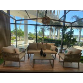 Salon de jardin MONICA En corde Verticale - 5 places + 1 table basse