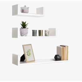 Trio d’étagères murales décoratives U - Noir & Blanc - 58x14x15 cm