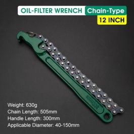 Clé de Filtre à Huile en Chaîne de 12" - Outils de Retrait Manuel