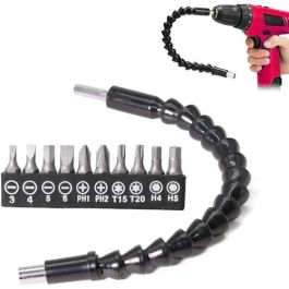 Axe Flexible Avec Embout Tournevis - 10 Pièces et Tige d'extension