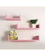 3 étagères décoratives - Murales - Forme U - Rose