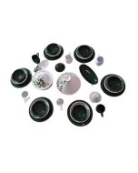 Pack de service à table 34 pièces couleur vert modèle avec calligraphie - Mémépoterie