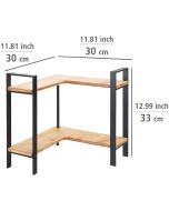 Etagère d'angle - Bois MDF marron - Acier - Noir - H x L x P (33 x 30 x 30)cm