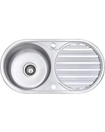 Évier Cuisine Inox 85x45 - 1 Cuve + Égouttoir Rond - Inarel