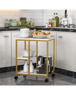 Chariot roulant  - Bois MD Blanc - Acier - Doré - H x L x l (65 x 60 x 40)cm