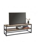 Table TV - Bois mdf chêne et Acier noir - H x L x l(42x120x40)cm