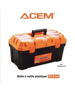 Boite à outils plastique 57.2 cm noir & orange 280320105 - ACEM
