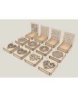 12 Boîtes cadeaux en bois à motifs variés