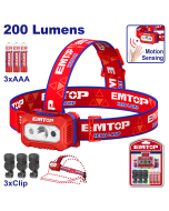 Lampe casque + capteur mouvement emtop  EFLG013AAA8