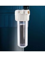 FILTRE SIMPLE 10" 3/4" AVEC CARTOUCHES AVEC CHARBON AVEC CLE ET FIXATION