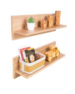 Étagères Murales Décoratives Effet Bois - Duo Pratique - MDF Laqué 18 mm - Classe E1 -Étagère 1 : 64x16x20 cm et Étagère 2 : 64x16x20 cm