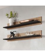 Duo d’étagères en L marbré effet bois (80x18x14)
