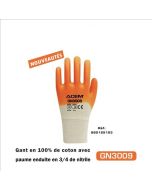 Gants en 100% coton enduits nitrile GN3009 blanc & orange - ACEM