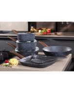 Batterie de cuisine Capri 9 piéces - Bleu charbon - OSCAR GOLD