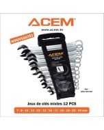 Jeu de 12 clés mixtes DIN 3113 7-24 mm sur étui portatif 280120702 - ACEM