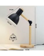 Lampe de Bureau Réglable - Style Scandinave - Bois Métal - Noir