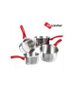 Lot de 4 casseroles HASCEVHER  00176 - 14 / 16 / 18 / 20 cm  rouge - Pratiques et résistants.