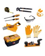 Pack HOTECHE : Caisse à outils 530mm, Scie, Ciseau, Lunettes, Gants