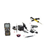 Pack maintenance Gsm Multimètre digital, Station Fer à Souder, Loupe de table, Pince à épiler, Fein fil d étain, Set de soudure Basetech, Pompe à dessouder