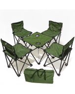 Pack camping table pliable avec 4 chaises - vert militaire