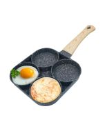 Poêle à 4 Compartiments - Œuf et Pancake - Revêtement Granite - Carrée 18 cm