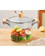 Marmite En Verre avec Poignée en Bois - 3,5L